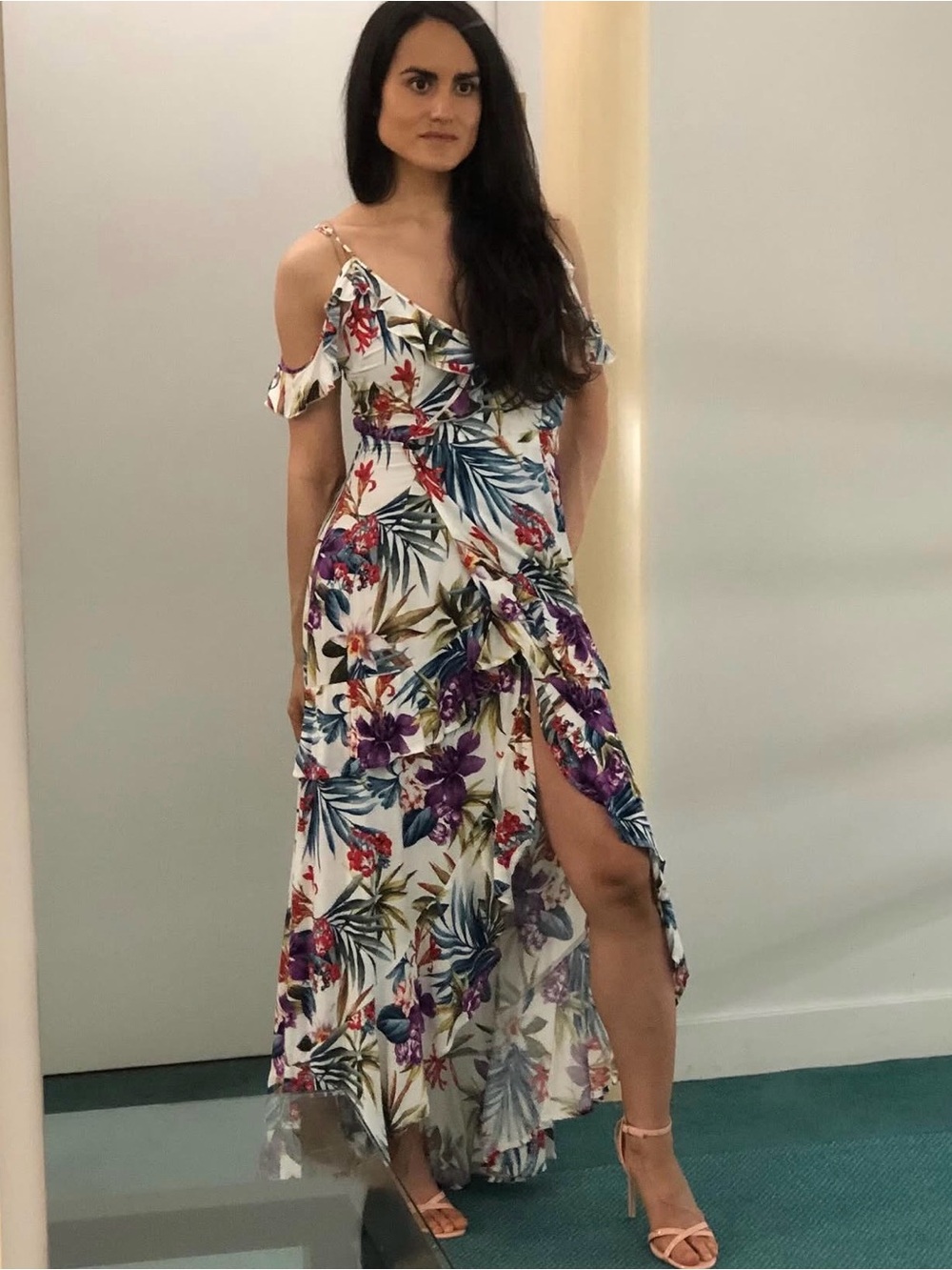Forever 21 Tropical Floral Wrap Style Maxi Dress